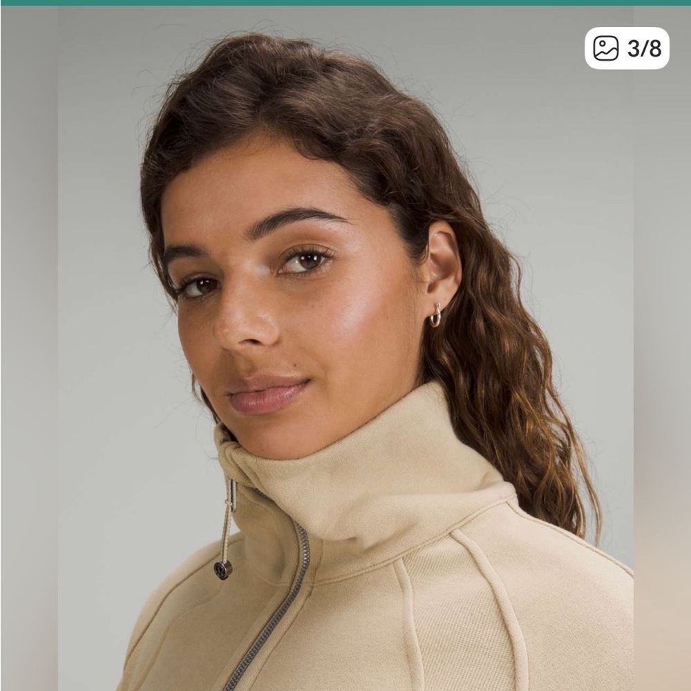 Beige tan Half-Zip Hoodie lululemon size medium large trench - Picture 2 of 11